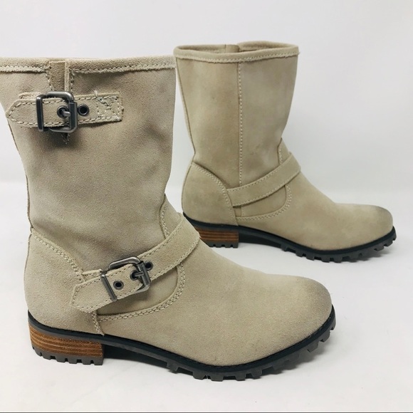 H&M Beige Suede Motorcycle Biker Boots - Picture 3 of 8